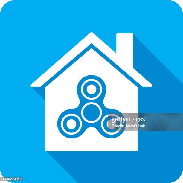 haus spielzeug spinner ikone silhouette - fidget spinner stock-grafiken, -clipart, -cartoons und -symbole