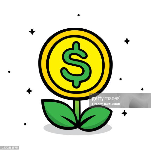 money plant doodle 6 - money doesn't grow on trees stock illustrations