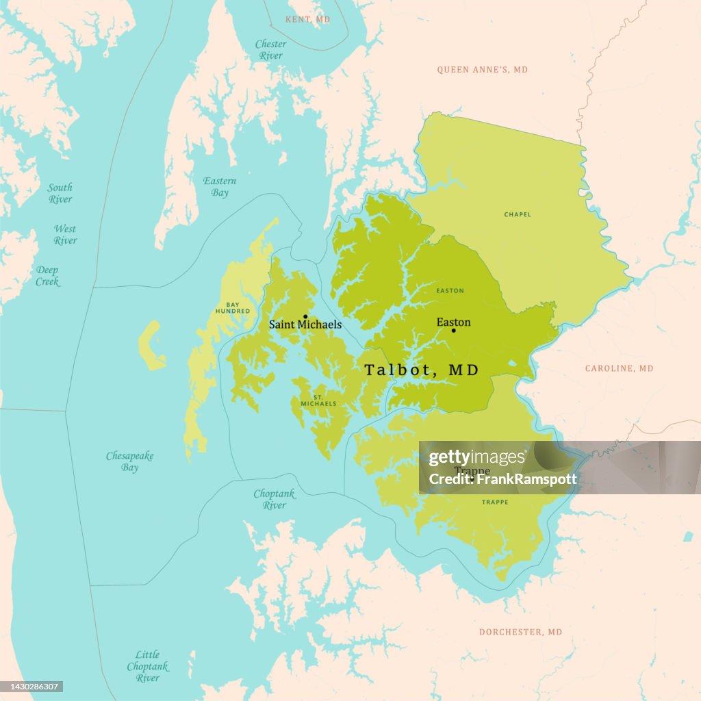MD Talbot County Vector Map Green