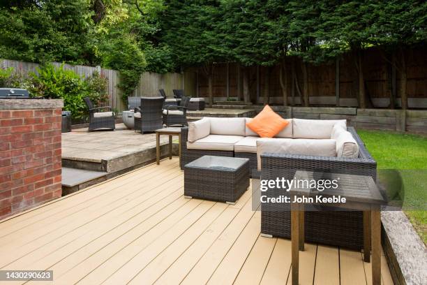 property garden exteriors - decking stock pictures, royalty-free photos & images