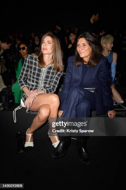 Charlotte Casiraghi and Emmanuelle Alt attend the Chanel Womenswear Spring/Summer 2023 show as part of Paris Fashion Week on October 04, 2022 in...