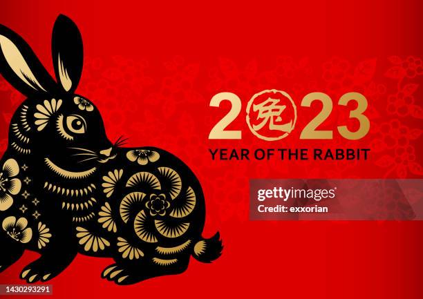 chinese new year rabbit - year of the rabbit stock illustrations