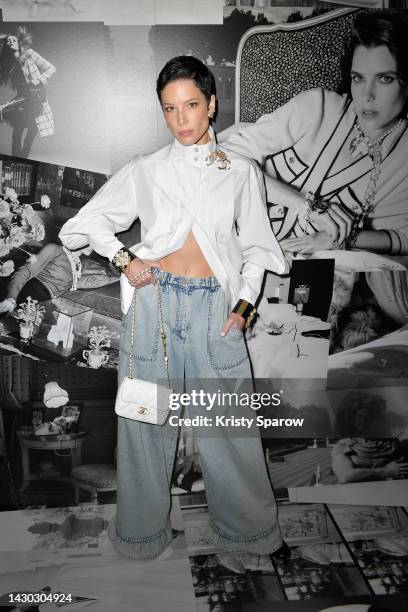 Halsey attends the Chanel Womenswear Spring/Summer 2023 show as part of Paris Fashion Week on October 04, 2022 in Paris, France.