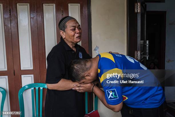 Hari Sunarko father of Agger Aditya Permana one of the victims, who was killed during the riot and stampede after a football match between Arema FC...