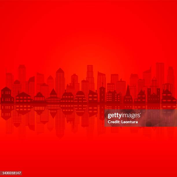 red city background (all buildings are complete and moveable) - generic location stock illustrations