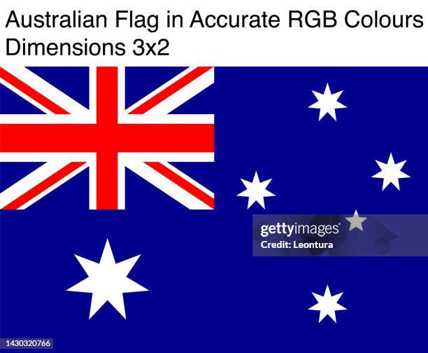 australian flag in accurate rgb colors (dimensions 3x2) - australian flag stock illustrations