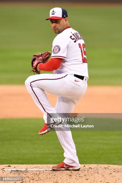 Anibal Sanchez of the Washington Nationals pitches during game one of a doubleheader baseball game against the Philadelphia Phillies at Nationals...