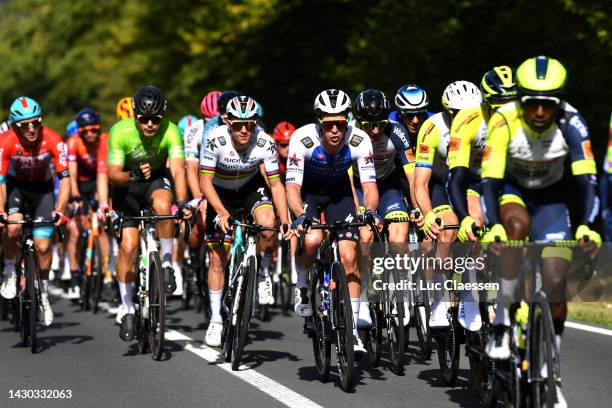 Remco Evenepoel of Belgium and Iljo Keisse of Belgium and Team Quick-Step - Alpha Vinyl compete during the 35th Binche - Chimay - Binche / Memorial...