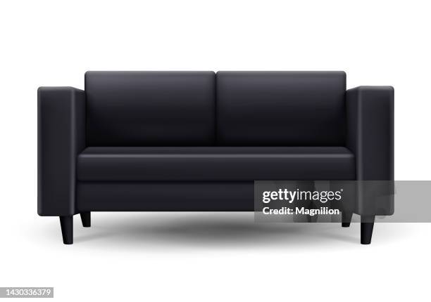 modern black sofa - house side view illustration stock illustrations