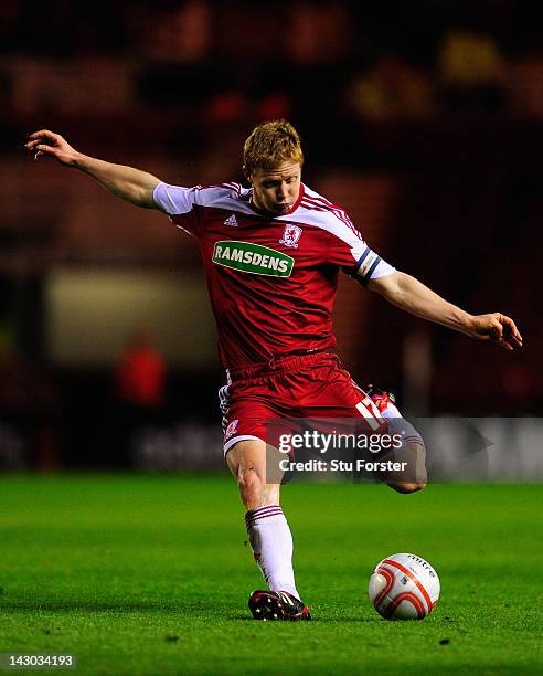 Boro captain Barry Robson in action during the npower Championship match between Middlesbrough and Doncaster Rovers at Riverside Stadium on April 17,...