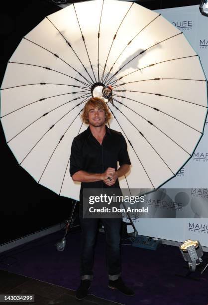 Hayden Quinn arrives at the 2012 Cleo Bachelor Of The Year crowning at Marquee at the Crown on April 18, 2012 in Sydney, Australia.