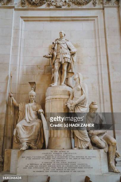 charles cornwallis monument at st paul's cathedral in london | united kingdom - cathedral ceiling stock pictures, royalty-free photos & images