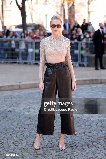 Poppy Delevingne attends the Miu Miu Womenswear Spring/Summer 2023 show as part of Paris Fashion Week on October 04, 2022 in Paris, France.