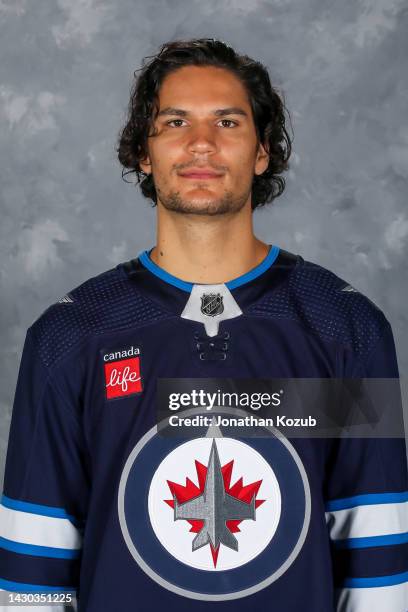 Johnathan Kovacevic of the Winnipeg Jets poses for his official headshot for the 2022-2023 season on September 21, 2022 at Bell MTS Iceplex in...