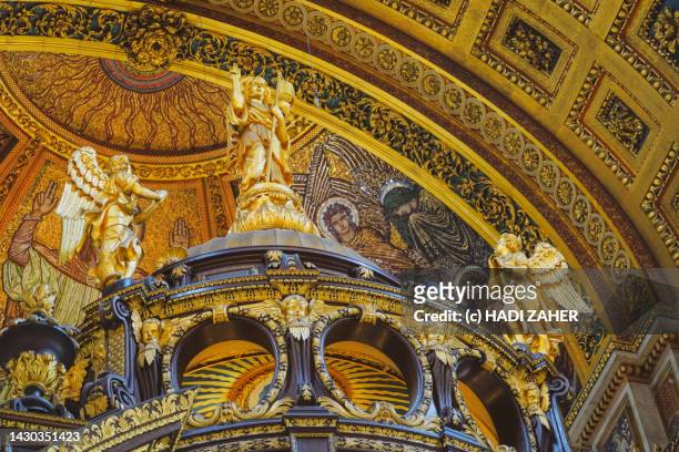 a view of the high apse inside st paul's cathedral in london | united kingdom - cathedral ceiling stock pictures, royalty-free photos & images