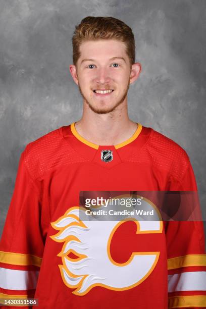 Dustin Wolf of the Calgary Flames poses for his official headshot for the 2022-2023 season on September 14, 2022 at Winsport in Calgary, Alberta,...