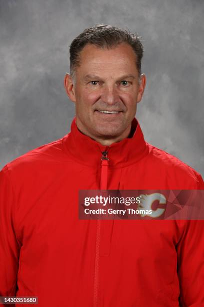 Kirk Muller of the Calgary Flames poses for his official headshot for the 2022-2023 season on September 23, 2022 at the Scotiabank Saddledome in...