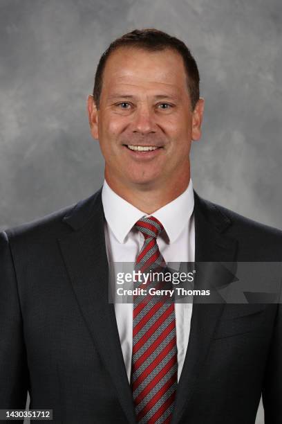 Craig Conroy of the Calgary Flames poses for his official headshot for the 2022-2023 season on September 23, 2022 at the Scotiabank Saddledome in...