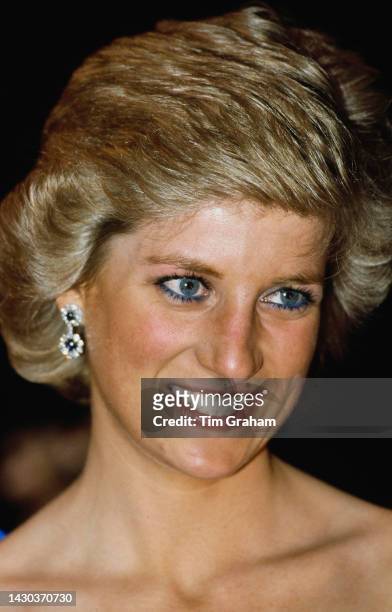 Princess Diana smiles during her visit to Sadler's Wells Theatre to watch the Ballet, London, England, United Kingdom, 23rd March 1988.