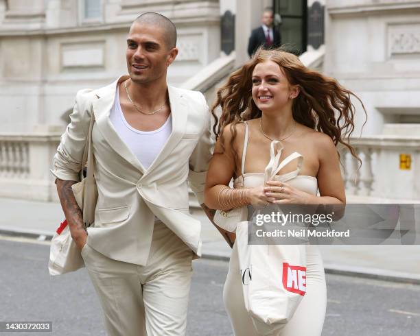 Maisie Smith and Max George leaving the Hello! Inspiration Awards at the Corinthia Hotel on October 04, 2022 in London, England.