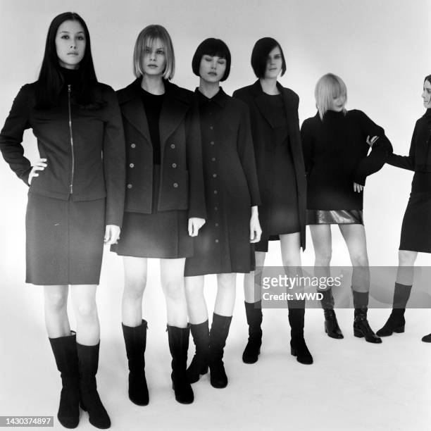 Models Emma Balfour, Janine Giddings, Michele Hicks, Natane Boudreau and Stella Tennant in a group shoot for Calvin Klein's bridge sportswear line.