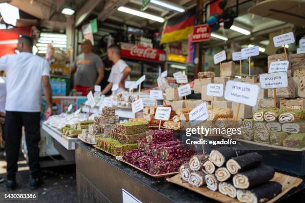 carmel market shuk ha carmel in tel aviv - israeli ethnicity bildbanksfoton och bilder