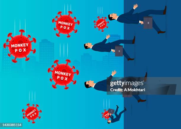 man dealing with monkey pox contamination. - data loss prevention stock illustrations