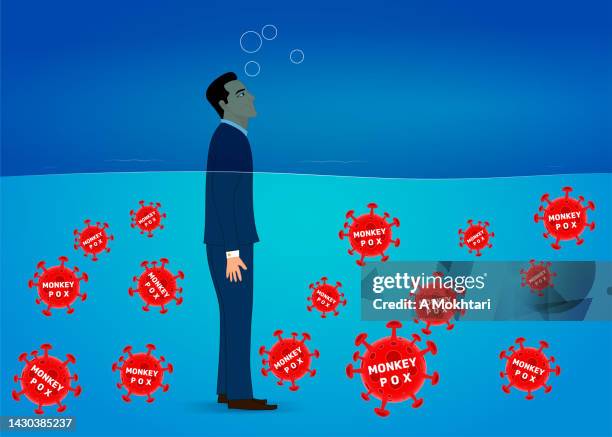 man dealing with monkey pox contamination. - smallpox virus stock illustrations