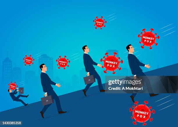 man dealing with monkey pox contamination. - data loss prevention stock illustrations