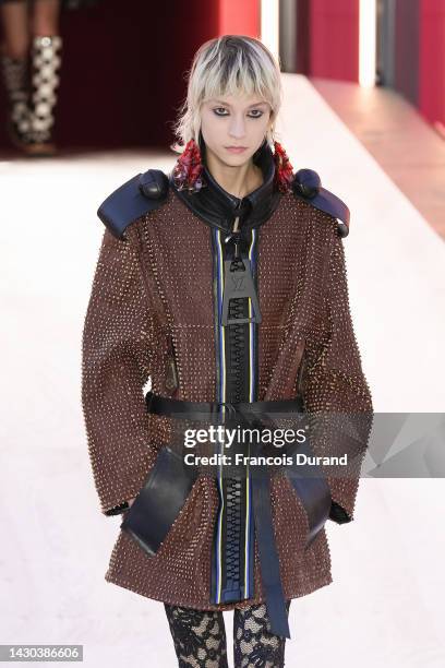 Model walks the runway during the Louis Vuitton Womenswear Spring/Summer 2023 show as part of Paris Fashion Week on October 04, 2022 in Paris, France.