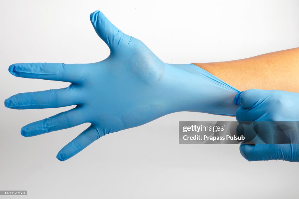 Blue nitrile gloves