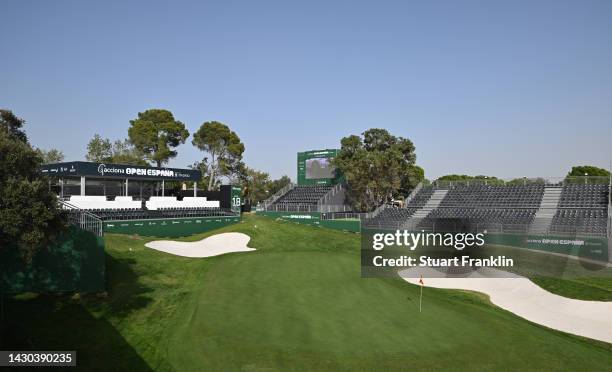 General view of the 18th hole prior to the acciona Open de Espana presented by Madrid at Club de Campo Villa de Madrid on October 04, 2022 in Madrid,...