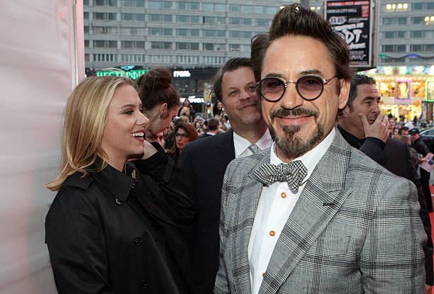 Scarlett Johansson and Robert Downey Jr. Attend the Russian Premiere of 'Marvel's The Avengers' held at Oktyabr cinema on April 17, 2012 in Moscow,...