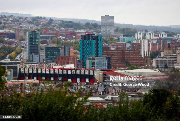 General view of the stadium prior to the Sky Bet Championship between Sheffield United and Queens Park Rangers at Bramall Lane on October 04, 2022 in...