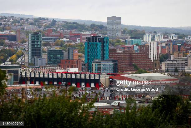 General view of the stadium prior to the Sky Bet Championship between Sheffield United and Queens Park Rangers at Bramall Lane on October 04, 2022 in...