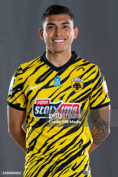 Headshot of Orbelín Pineda of AEK Athens on September 6, 2022 in Greece.