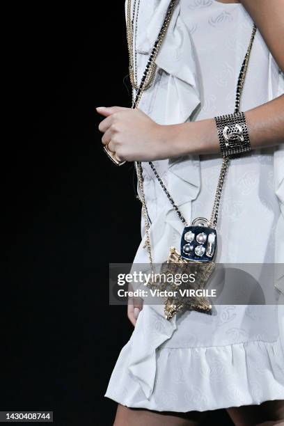 Model walks the runway during the Chanel Ready to Wear Spring/Summer 2023 fashion show as part of the Paris Fashion Week on October 4, 2022 in Paris,...