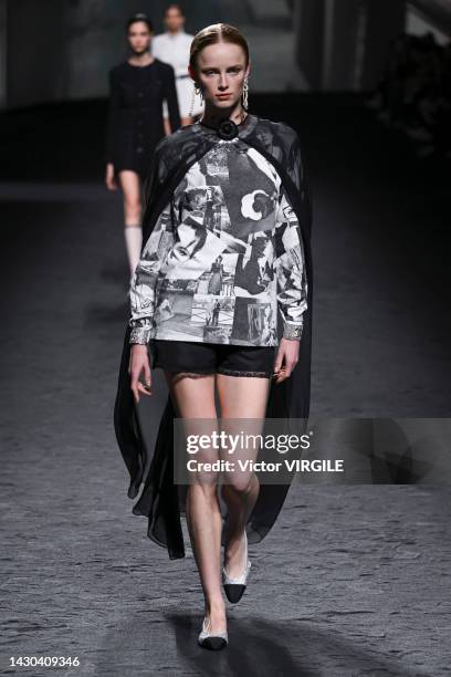 Rianne Van Rompaey walks the runway during the Chanel Ready to Wear Spring/Summer 2023 fashion show as part of the Paris Fashion Week on October 4,...