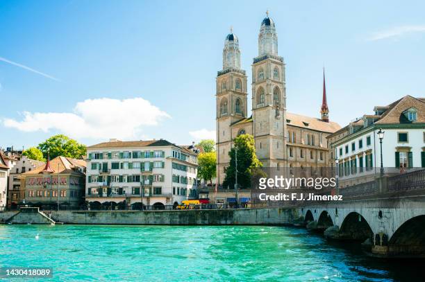 landscape of the city of zurich in switzerland - limmat river stock pictures, royalty-free photos & images