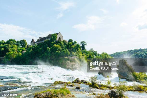 landscape of the rhine falls in switzerland - chutes du rhin photos et images de collection