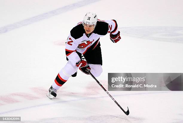 Alexei Ponikarovsky of the New Jersey Devils skates against the Florida Panthers in Game Two of the Eastern Conference Quarterfinals during the 2012...