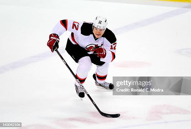 Alexei Ponikarovsky of the New Jersey Devils skates against the Florida Panthers in Game Two of the Eastern Conference Quarterfinals during the 2012...