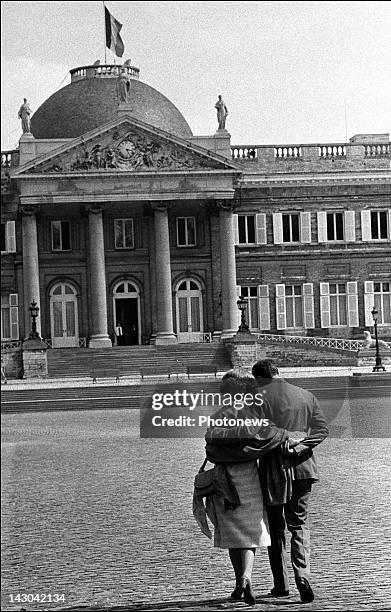 Queen Fabiola and King Baudouin on Childrens Day at the Castle of Laken on June 1,1979 in Brussels,Belgium.