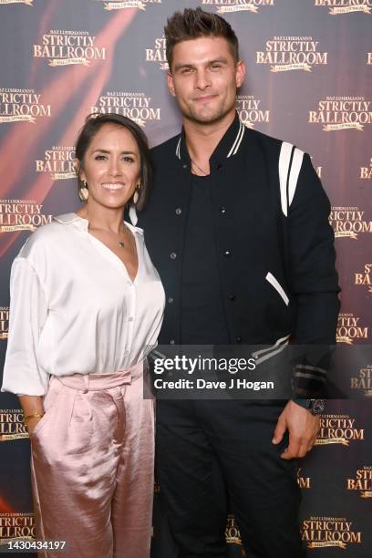 Janette Manrara and Aljiaz Skorjanec attend the "Strictly Ballroom" press night at Churchill Theatre on October 04, 2022 in Bromley, England.