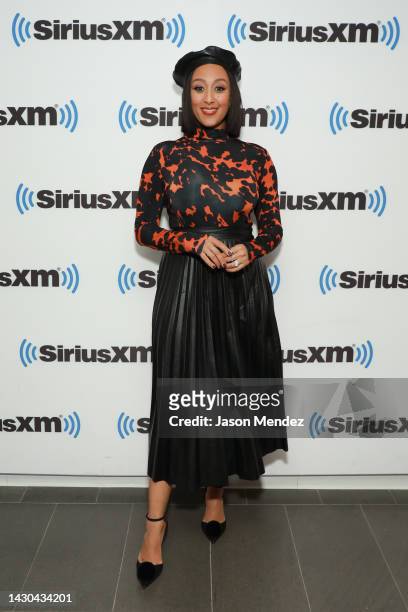 Tamera Mowry visits SiriusXM at SiriusXM Studios on October 04, 2022 in New York City.