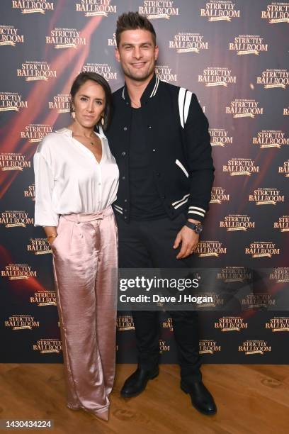 Janette Manrara and Aljiaz Skorjanec attend the "Strictly Ballroom" press night at Churchill Theatre on October 04, 2022 in Bromley, England.
