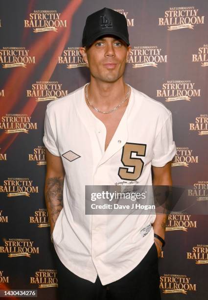Max George attends the "Strictly Ballroom" press night at Churchill Theatre on October 04, 2022 in Bromley, England.