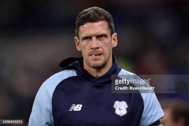 Mark Hudson, Interim Manager of Cardiff City, looks on prior to kick off of the Sky Bet Championship between Cardiff City and Blackburn Rovers at...