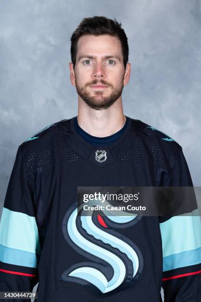 Martin Jones of the Seattle Kraken poses for his official headshot for the 2022-2023 season on September 21, 2022 at the Kraken Community Iceplex in...