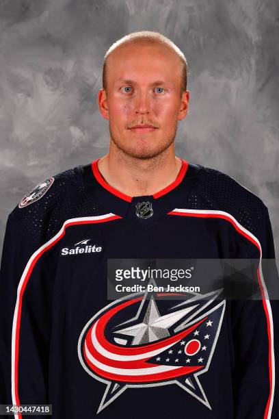 Patrik Laine of the Columbus Blue Jackets poses for his official headshot for the 2022-2023 season at Nationwide Arena on September 21, 2022 in...